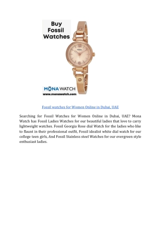 Fossil watches for Women Online in Dubai, UAE