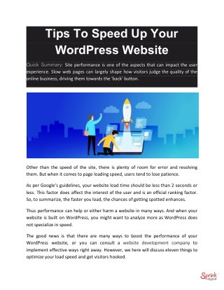 Tips To Speed Up Your WordPress Website