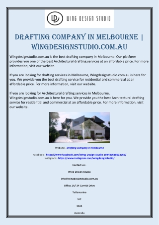 Drafting company in Melbourne | Wingdesignstudio.com.au