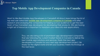 Best Mobile App Development Company In Canada