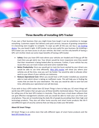 Three Benefits of Installing GPS Tracker