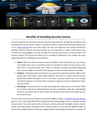 Benefits of Installing Security Camera