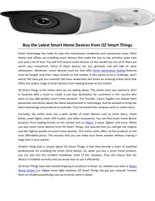 Buy the Latest Smart Home Devices from OZ Smart Things