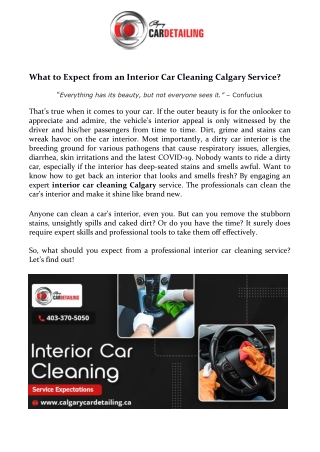 What to Expect from an Interior Car Cleaning Calgary Service