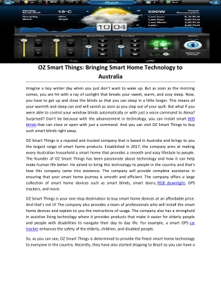 OZ Smart Things: Bringing Smart Home Technology to Australia