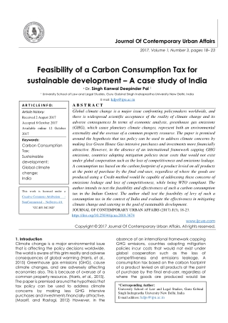 Feasibility of a Carbon Consumption Tax for sustainable development – A case study of India