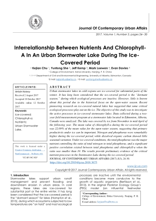 Interrelationship Between Nutrients And ChlorophyllA In An Urban Stormwater Lake During The IceCovered Period