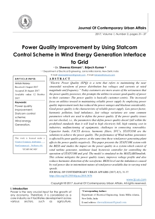 Power Quality Improvement by Using Statcom Control Scheme in Wind Energy Generation Interface to Grid