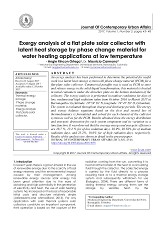 Exergy analysis of a flat plate solar collector with latent heat storage by phase change material for water heating appl