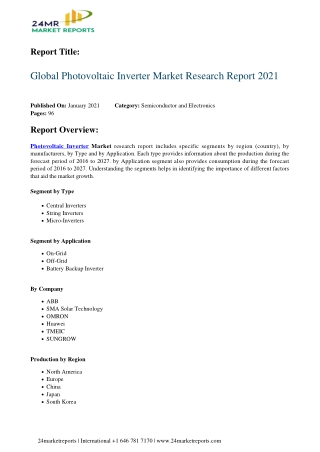 Photovoltaic Inverter Market Research Report 2021