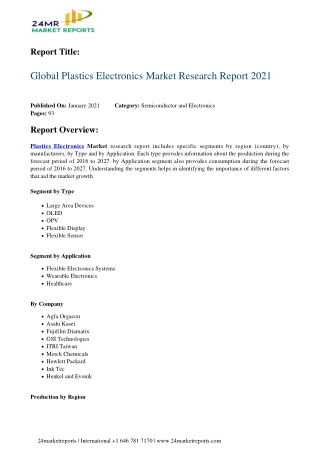 Plastics Electronics Market Research Report 2021