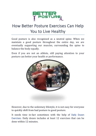 How Better Posture Exercises Can Help You to Live Healthy