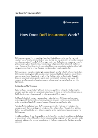 How Does DeFi Insurance Work?