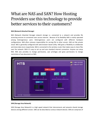 What are NAS and SAN? How Hosting Providers use this technology to provide better services to their customers?