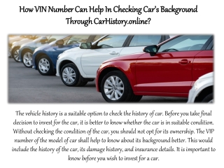 How VIN Number Can Help In Checking Car’s Background Through CarHistory.online?