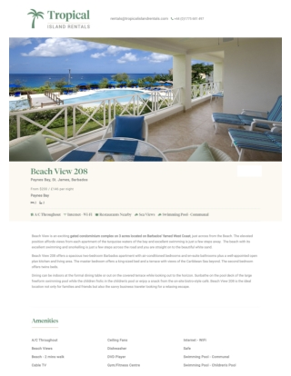 Beach View 208 | Tropical Island Rentals | Paynes Bay