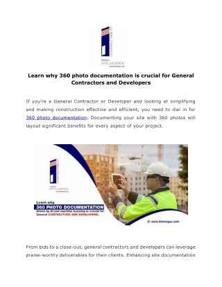 Learn why 360 photo documentation is crucial for General Contractors and Developers