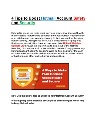 4 Tips to Boost Hotmail Account Safety and Security