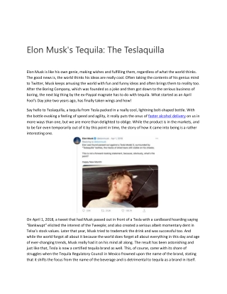 Elon Musk's Tequila: The Teslaquilla