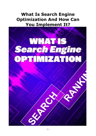 What Is Search Engine Optimization