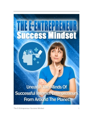 The E Entrepreneur Success Mindset