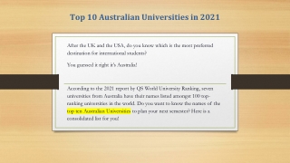 Top Ten Australian Universities