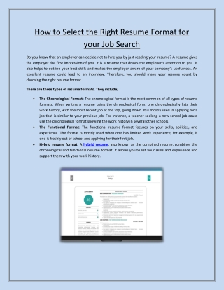 How to Select the Right Resume Format for your Job Search