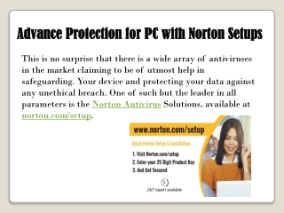 Advance Protection for PC with Norton Setups