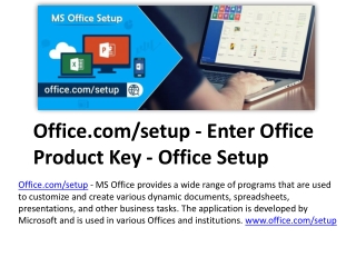 Office.com/setup - Enter Office Product Key - Office Setup