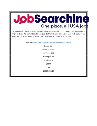 Indiana Library Jobs | JobSearchine.com