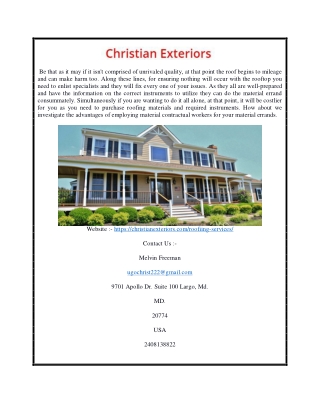 Architectural Roofing Company Montgomery County | Christianexteriors.com