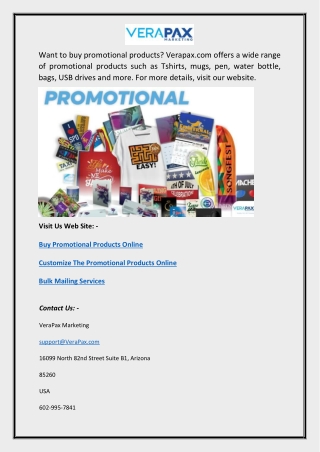 Buy Promotional Products Online | Verapax.com