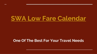 SWA Low Fare Calendar