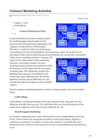 Common Marketing Activities