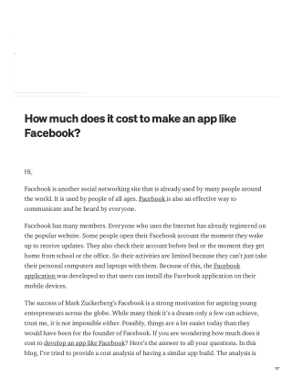 How much does it cost to make an app like Facebook