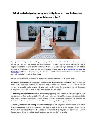 What web designing company in Hyderabad can do to speed up mobile websites?