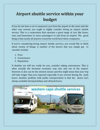 Airport shuttle service within your budget