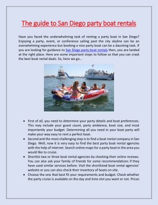 The guide to San Diego party boat rentals