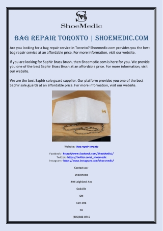 Bag repair toronto | Shoemedic.com