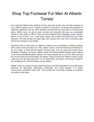 Shop Top Footwear For Men At Alberto Torresi