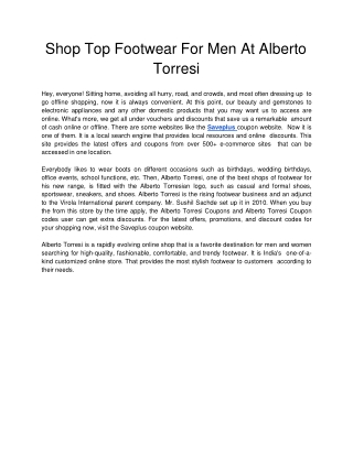 Shop Top Footwear For Men At Alberto Torresi