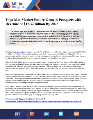 Yoga Mat Market Future Growth Prospects with Revenue of $17.32 Billion By 2025