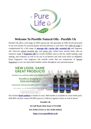 Welcome To Purelife Natural Oils - Purelife Uk