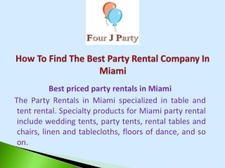 How To Find The Best Party Rental Company In Miami