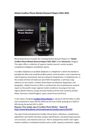 Global Cordless Phone Market Research Report 2021-2025