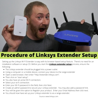 Procedure of Linksys Extender Setup