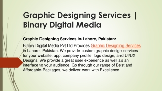 Graphic Designing Services in Lahore, Pakistan