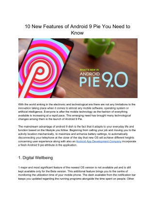 10 New Features of Android 9 Pie You Need to Know