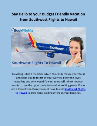 Southwest Flights to Hawaii