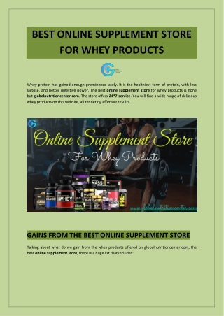 BEST ONLINE SUPPLEMENT STORE FOR WHEY PRODUCTS